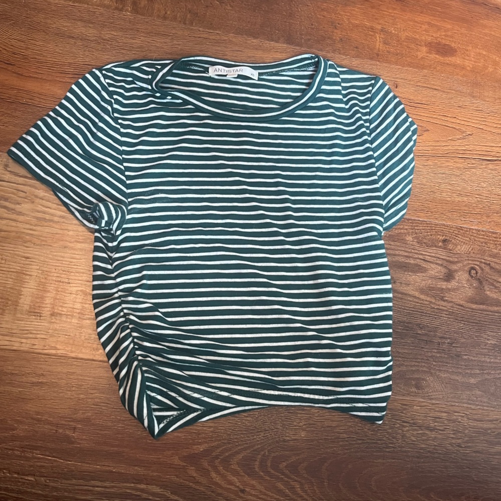 Altar'd State Teal and White Striped Crop Top